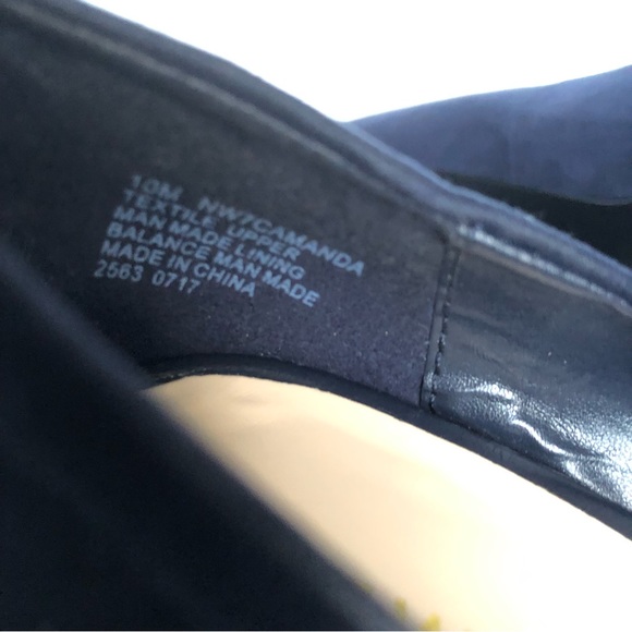 NINE WEST Navy Blue Faux Suede Camanda Heeled Pumps Heels Women’s Size 10 - Picture 12 of 12